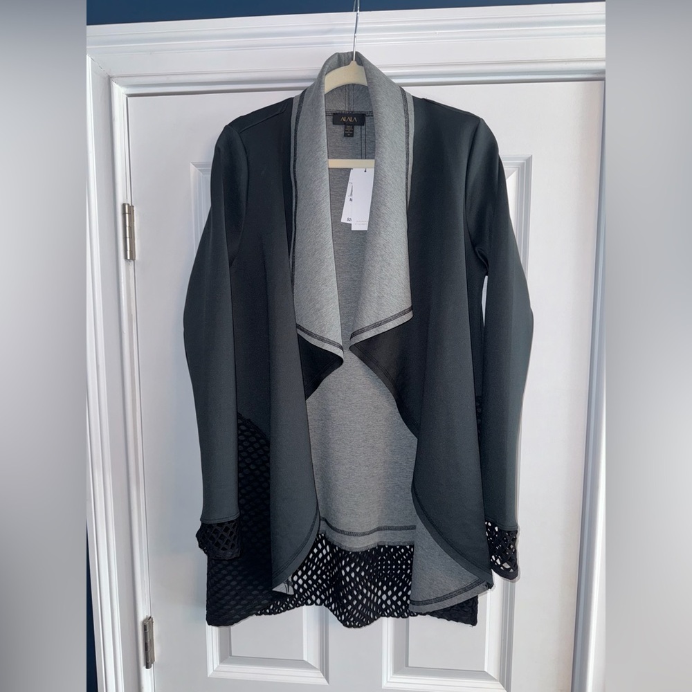 Women’s ALALA Long Sleeve Poncho - Black/Heather Gray - Size Medium